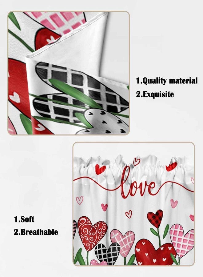 LooPoP Swag Valances for Windows Love Swag Kitchen Curtains Pink Red Heart Window Valance Curtains 2 Panel Topper Curtains for Kitchen Living Room Bedroom Bathroom Holiday 28"x36" - Image 4